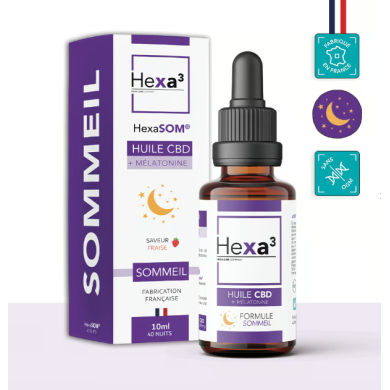 🍓 Huile CBD Sommeil 20% 40 nuits Fraise HexaSOM® Hexa³